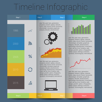 Retro Timeline Infographic, Vector design template