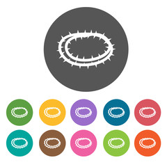 Crown of thorns icons set. Round colourful 12 buttons. Vector il
