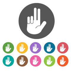 Jesus hand icons set. Round colourful 12 buttons. Vector illustr