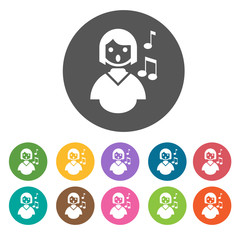 Fototapeta premium Choir singing icons set. Round colourful 12 buttons. Vector illu