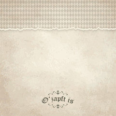 old vintage background with checkered pattern and patch O'zapft