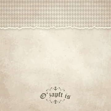 old vintage background with checkered pattern and patch O'zapft