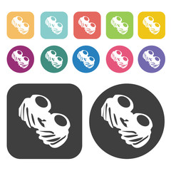 Set of gear icon symbol set. Gear set. Round and rectangle colou