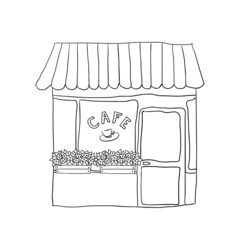 vector illustrated cute street cafe
