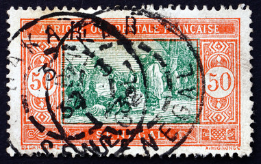 Postage stamp Senegal 1926 Senegalese Preparing Food