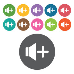 Fototapeta premium Increase volume button sign icon symbol set. Video interface set