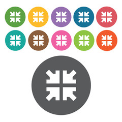 Resize sign icon symbol set. Video interface set. Round colourfu