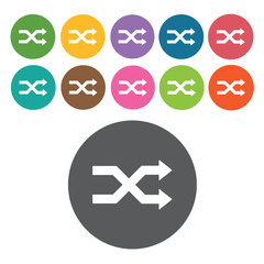 Shuffle sign icon symbol set. Video interface set. Round colourf