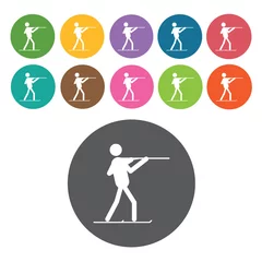 Fotobehang Skiing sign icon symbol set. Winter sport set. Round colourful 1 © Soulsisz