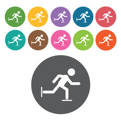 Ice skating sign icon symbol set. Winter sport set. Round colour