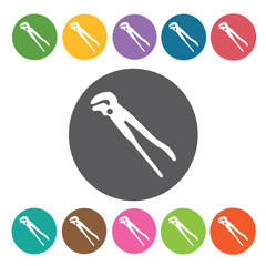 Adjustable wrench sign icon symbol set. Working tool set. Round