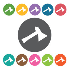 Axe sign icon symbol set. Working tool set. Round colourful 12 b