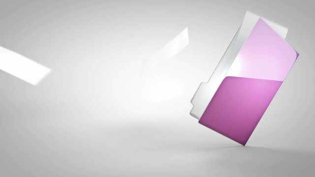 papers fly into a folder