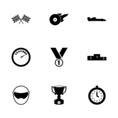 Vector black racing icons set