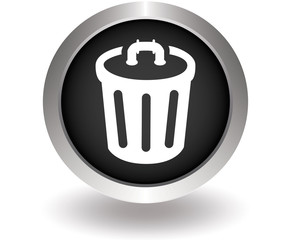 Isolated dust bin icon . Black Button for website. Vector illus