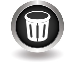 Delete glossy trash. Black Button for website. Vector illustrati