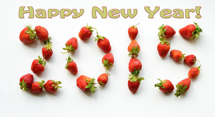 2015 Happy New Year greeting card. Figures from the strawberries