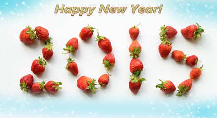2015 Happy New Year greeting card. Figures from the strawberries