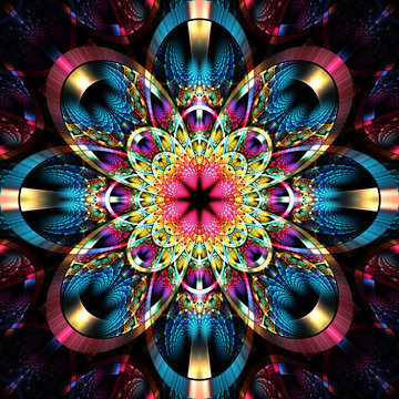 Symmetrical fractal pattern with shiny strips. Collection -  rhi