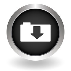 Download file folder icon. File document symbol. Black Button si