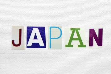 Japan word on white paper
