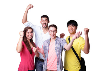 Obraz premium group of excited students