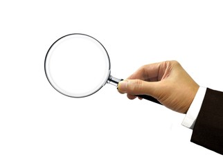 Hand Holding magnifying Glass