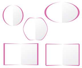 isolated Blank Paper set pink colour. Vector Pack.