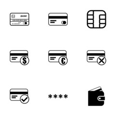 Vector black credit card eyes icons set