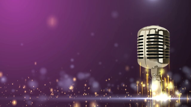 rotated golden microphone