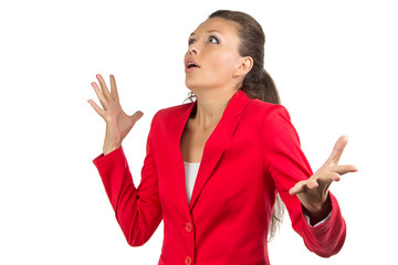 Inspired business woman in red jacket