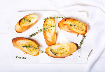fresh garlic bread with herbs