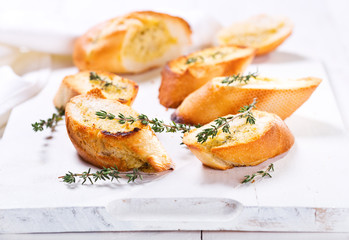 fresh garlic bread with herbs