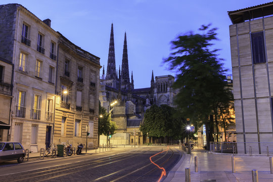 night time view cathedrale saint andre Bordeaux France