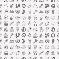 seamless doodle baby pattern