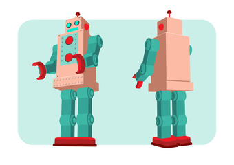 retro robot vector illustration