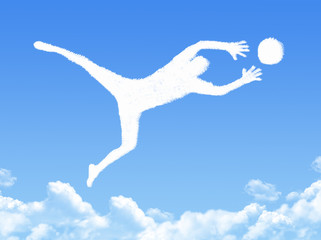 Fototapeta na wymiar Goalkeeper catches the ball cloud shape