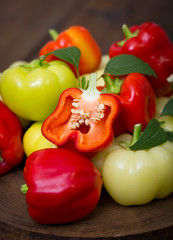 Variety of fresh organic peppers