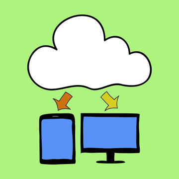 Cartoon style cloud computing