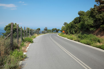 Fototapeta na wymiar Mountain road in Greece, Olympus region