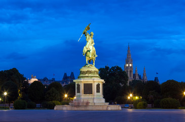 Fototapeta premium Monument dedicated to Archduke Charles of Austria at night