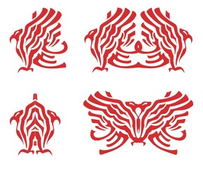 Flaming eagle and eagle elements in tribal style