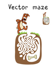 Vector Maze, Labyrinth with Dog.