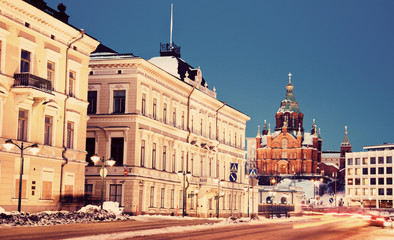 Fototapeta premium Evening in Helsinki - view from Market Square