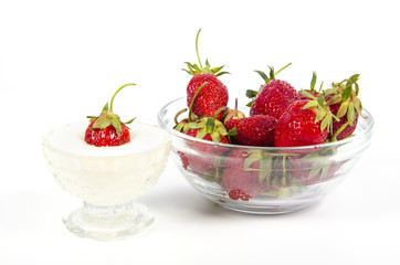 ripe strawberry in ice-cream