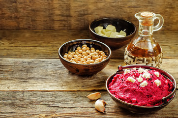 beet hummus and goat cheese