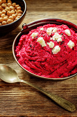 beet hummus and goat cheese