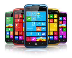 Modern smartphones with touchscreen interface