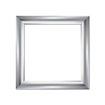 Silver picture frame, square background, vector illustration