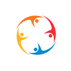 Team group of 4 people in circle logo